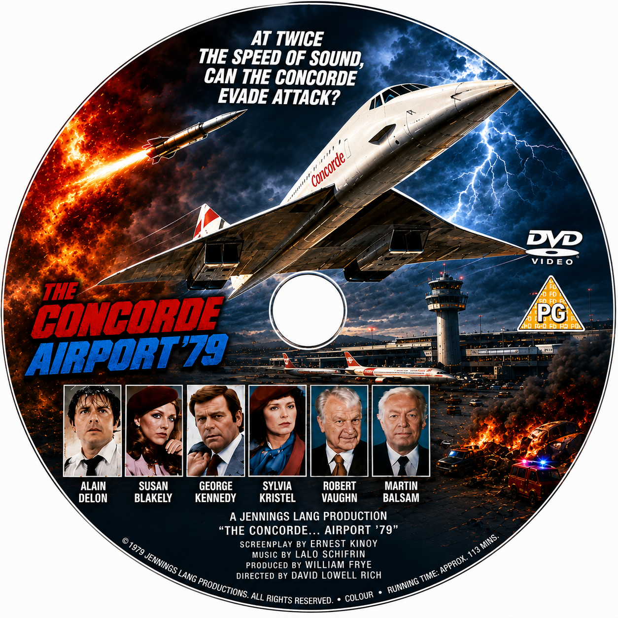 THE CONCORDE...AIRPORT 79 (1979) Starring - Alain Delon, Susan Blakely, George Kennedy, Robert Wagner, Sylvia Kristel, Eddie Albert - DVD NO CASE