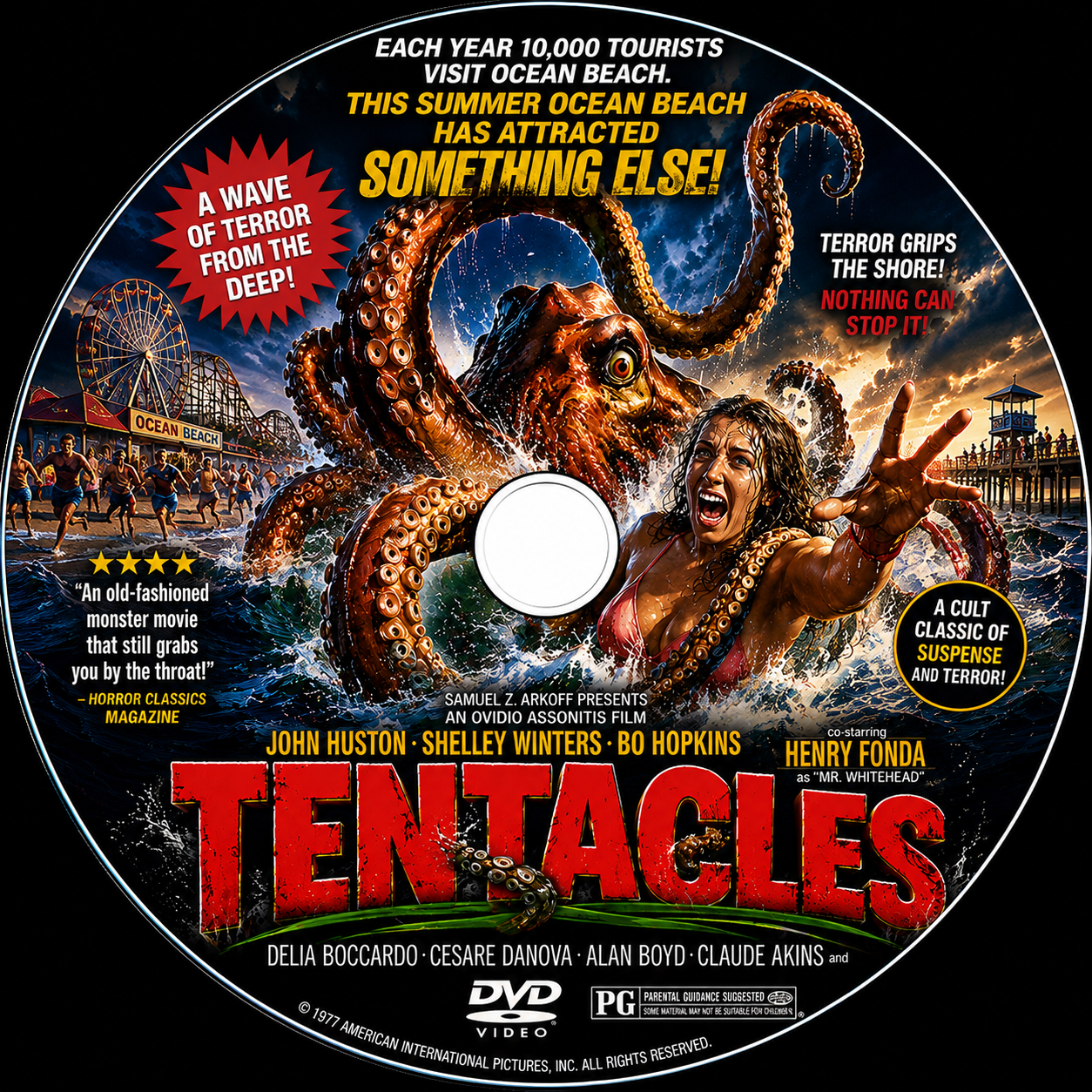 TENTACULES  (1977) (15) John Huston, Shelley Winters, Bo Hopkins, Cesare Danova, Delia Boccardo, and Henry Fonda - PUBLIC DOMAIN DVD ONLY NO CASE