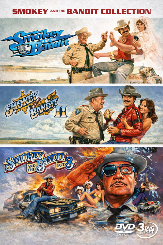 SMOKEY AND THE BANDIT COLLECTION 1-2-3 (1977-83)  Burt Reynolds, Jackie Gleason, Jerry Reed, Mike Henry, Sally Field  - Public Domain Movie DVD NO CASE