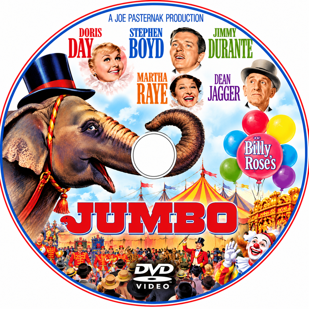 BILLY ROSES JUMBO (1962) Doris Day, Stephen Boyd, Jimmy Durante, Martha Raye and Dean Jagger - PUBLIC DOMAIN DVD ONLY NO CASE