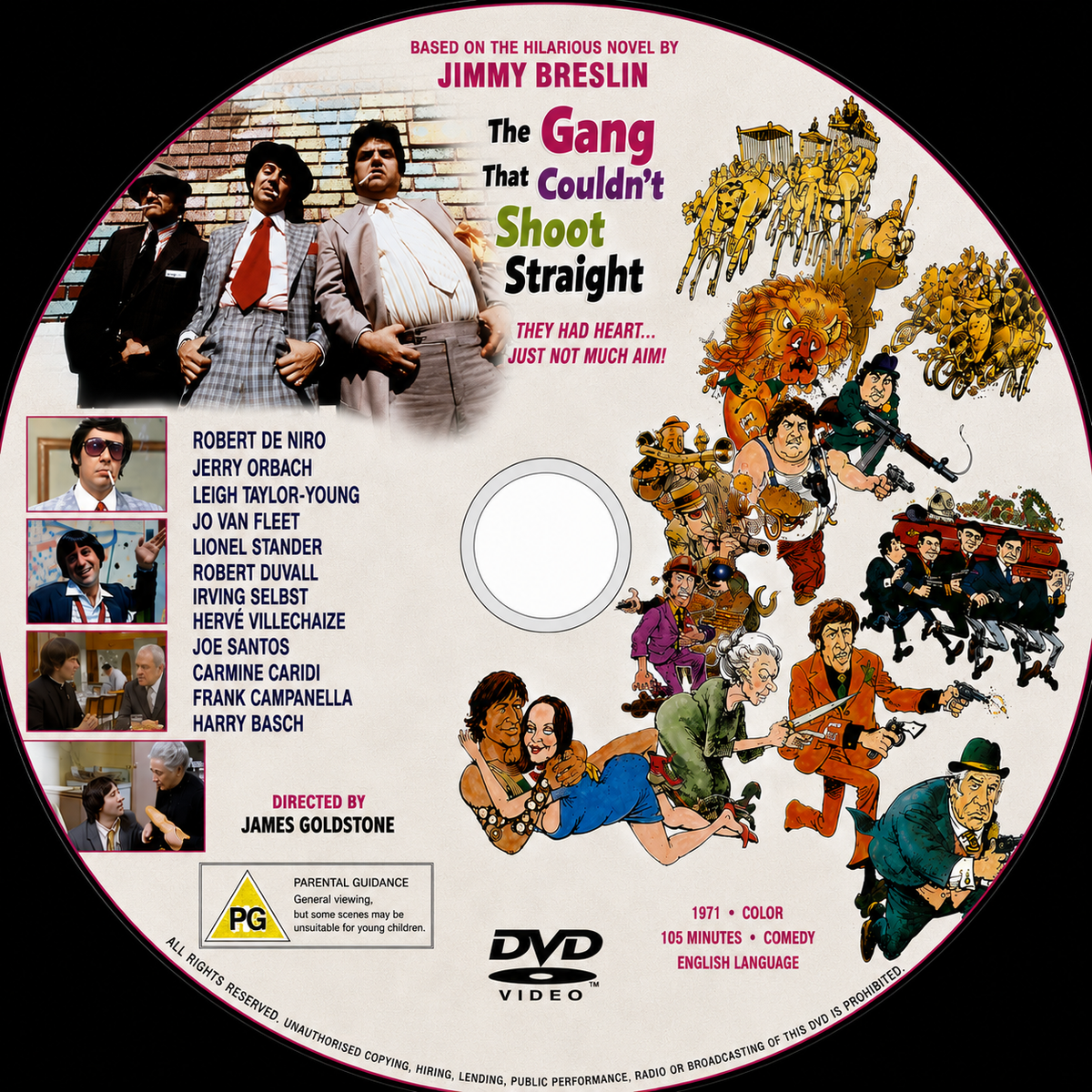 THE GANG THAT COULDN'T SHOOT STRAIGHT (1971) Jerry Orbach, Leigh Taylor-Young, Jo Van Fleet, Lionel Stander, Robert De Niro, Irving Selbst - Public Domain Movie DVD NO CASE