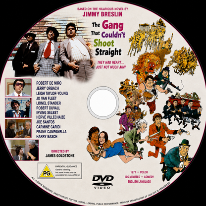 THE GANG THAT COULDN'T SHOOT STRAIGHT (1971) Jerry Orbach, Leigh Taylor-Young, Jo Van Fleet, Lionel Stander, Robert De Niro, Irving Selbst - Public Domain Movie DVD NO CASE