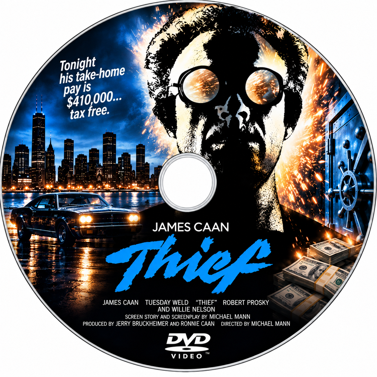 THIEF (1981) James Caan ,Tuesday Weld ,Robert Prosky ,Willie Nelson , James Belushi ,Tom Signorelli, Dennis Farina • - DVD NO CASE