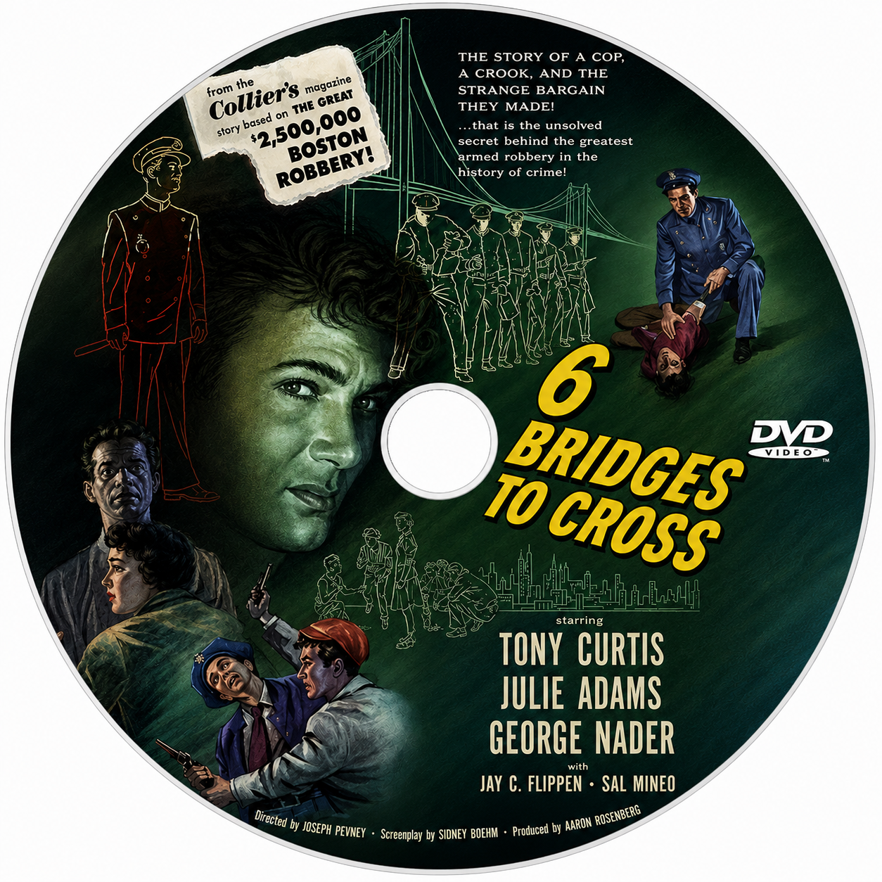 6 BRIDGES TO CROSS (1955) Tony Curtis - Public Domain DVD NO CASE