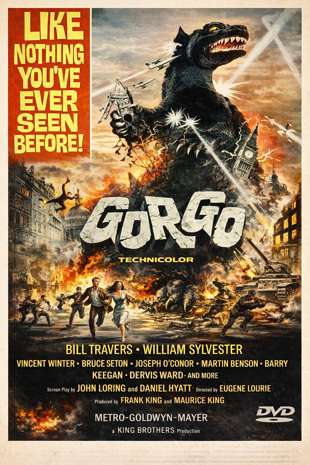 GORGO (1961) Vincent Winter, Bill Travers - DVD-Public Domain DVD NO CASE