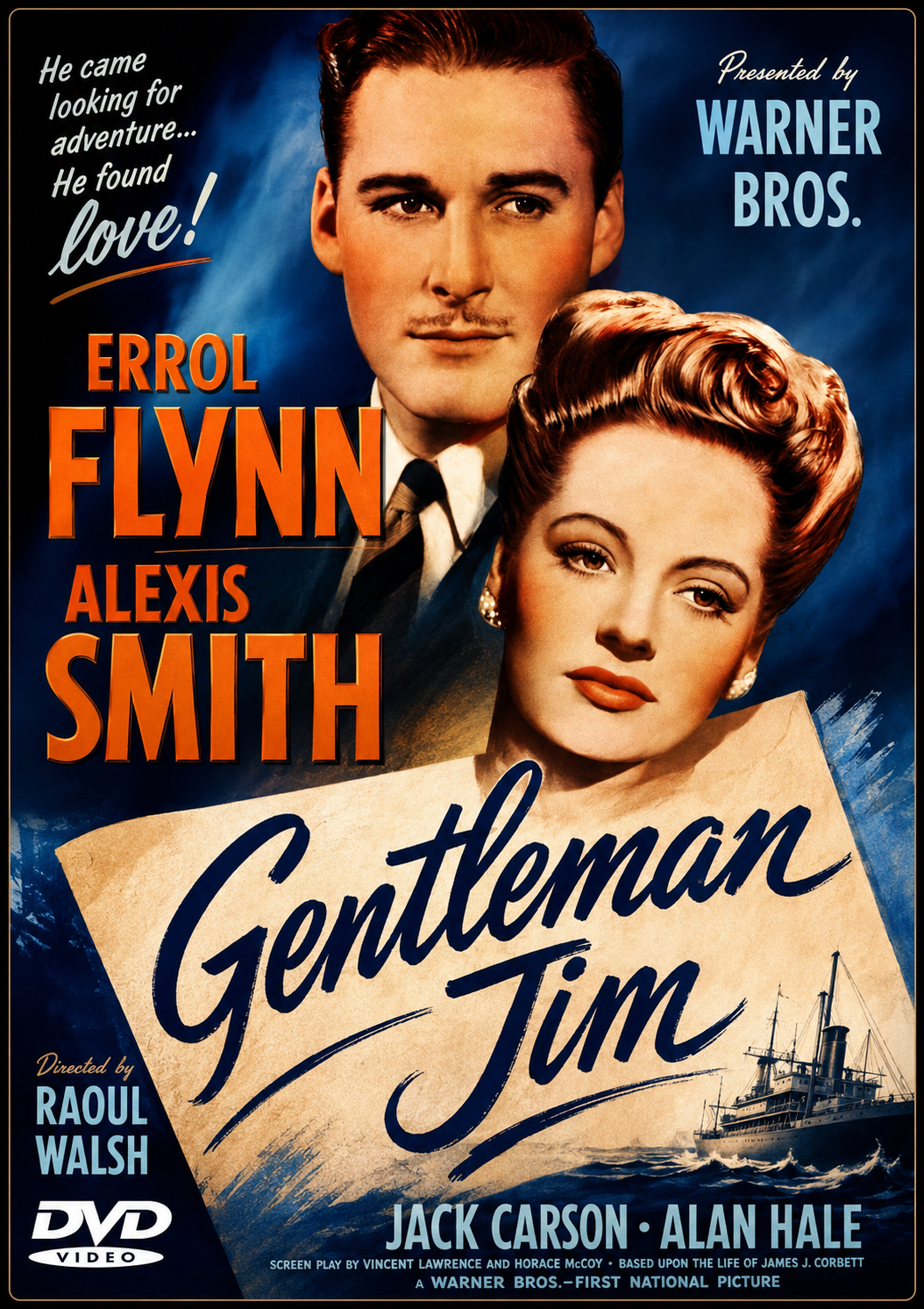 GENTLEMAN JIM (1942) Erroll Flynn, Alexis Smith,Jack Carson,Alan Hale   - VERY RARE DELETED TITLE ! - DVD NO CASE