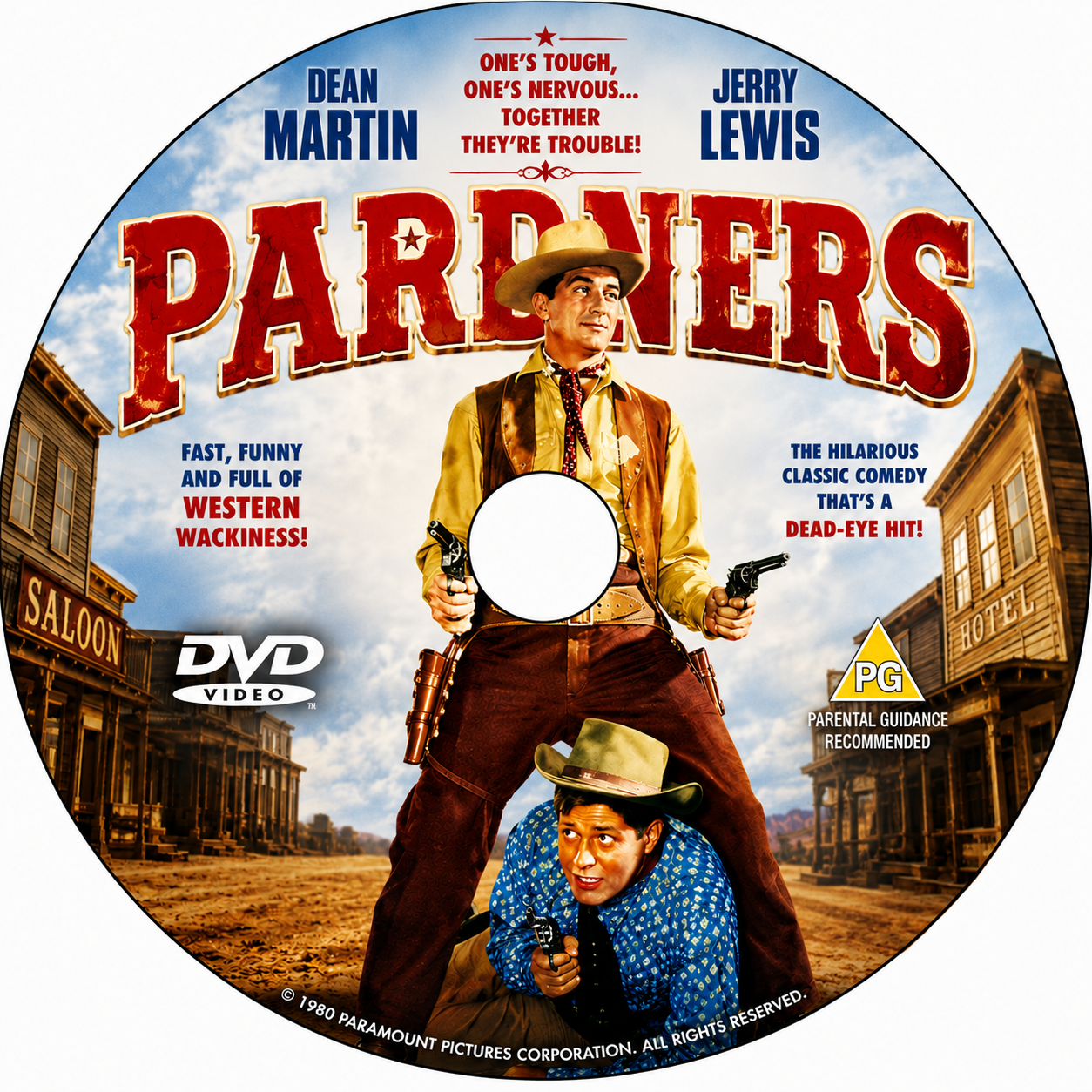 PARDNERS (1956) Dean Martin • Jerry Lewis • Agnes Moorehead • Lori Nelson • Jackie Loughery - Public Domain Movie DVD NO CASE