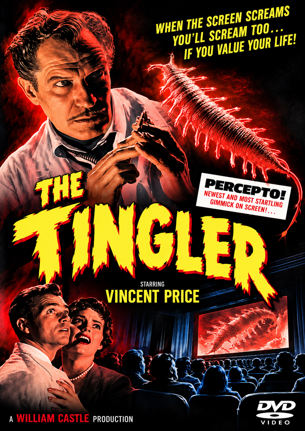THE TINGLER (1959) Vincent Price, Judith Evelyn - Public Domain DVD NO CASE