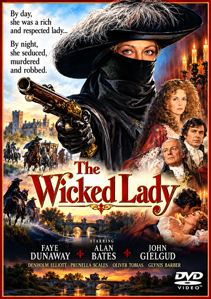 THE WICKED LADY (1983) Faye Dunaway, Alan Bates, John Gielgud, Denholm Elliott, Prunella Scales, Oliver Tobias and Glynis Barber - PUBLIC DOMAIN DVD ONLY NO CASE
