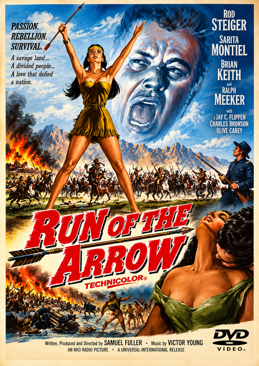 RUN OF THE ARROW (1957) - Starring - Rod Steiger, Sara Montiel, Brian Keith, Ralph Meeker, Jay C. Flippen and Charles Bronson - PUBLIC DOMAIN DVD ONLY NO CASE