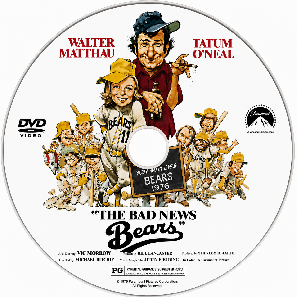 THE BAD NEWS BEARS (1976) Walter Matthau, Tatum O'Neal, Vic Morrow - Public Domain DVD NO CASE RARE !