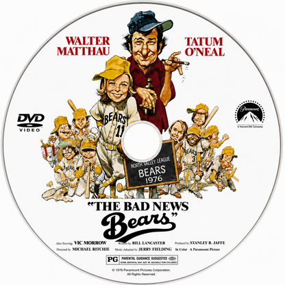 THE BAD NEWS BEARS (1976) Walter Matthau, Tatum O'Neal, Vic Morrow - Public Domain DVD NO CASE RARE !