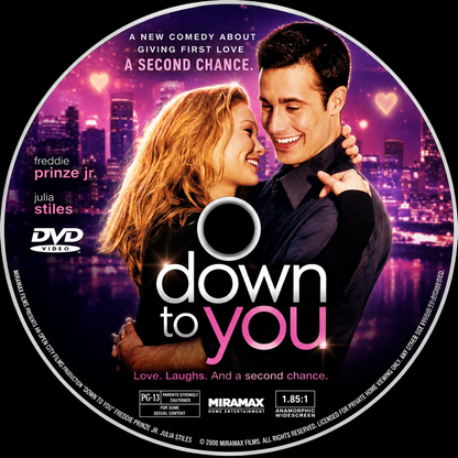 DOWN TO YOU (2000) Freddie Prinze, Jr. ,Julia Stiles, Selma Blair, Ashton Kutcher, Henry Winkler - VERY RARE DELETED TITLE ! - DVD NO CASE