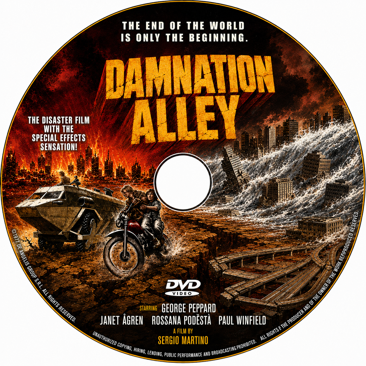 DAMNATION ALLEY (1977) Jan-Michael Vincent, Public Domain DVD NO CASE
