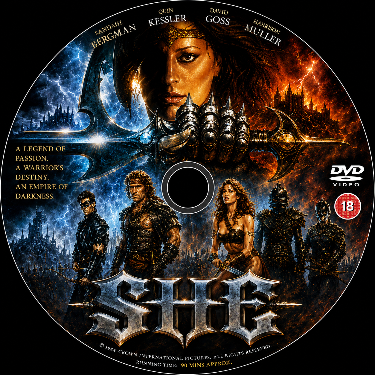 SHE (1984)  Starring - Sandahl Bergman, David Goss, Quin Kessler, Harrison Muller Jr. - PUBLIC DOMAIN DVD ONLY NO CASE
