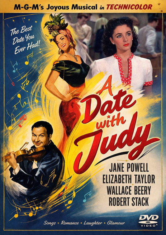 A DATE WITH JUDY (1948) Wallace Beery, Jane Powell, Elizabeth Taylor, Carmen Miranda, Xavier Cugat, Robert Stack - Public Domain Movie DVD NO CASE