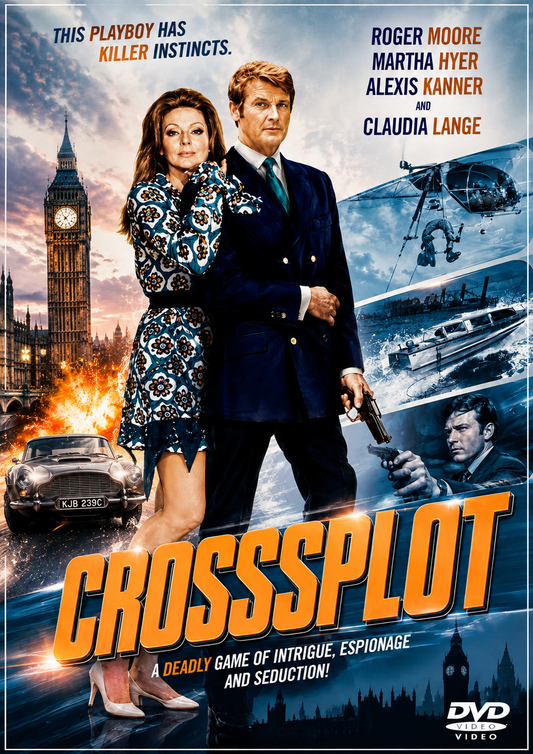 CROSSPLOT (1969) Roger Moore,Claudie Lange,Alexis Kanner - PUBLIC DOMAIN DVD ONLY NO CASE