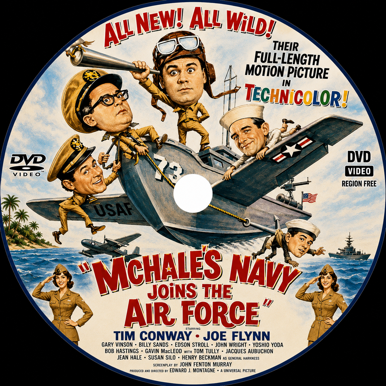 ''McHALE'S NAVY JOINS THE AIR FORCE'' (1965) Joe Flynn, Tim Conway, Bob Hastings, Ted Bessell - Public Domain Movie DVD NO CASE (Copy)