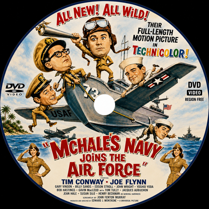 ''McHALE'S NAVY JOINS THE AIR FORCE'' (1965) Joe Flynn, Tim Conway, Bob Hastings, Ted Bessell - Public Domain Movie DVD NO CASE (Copy)