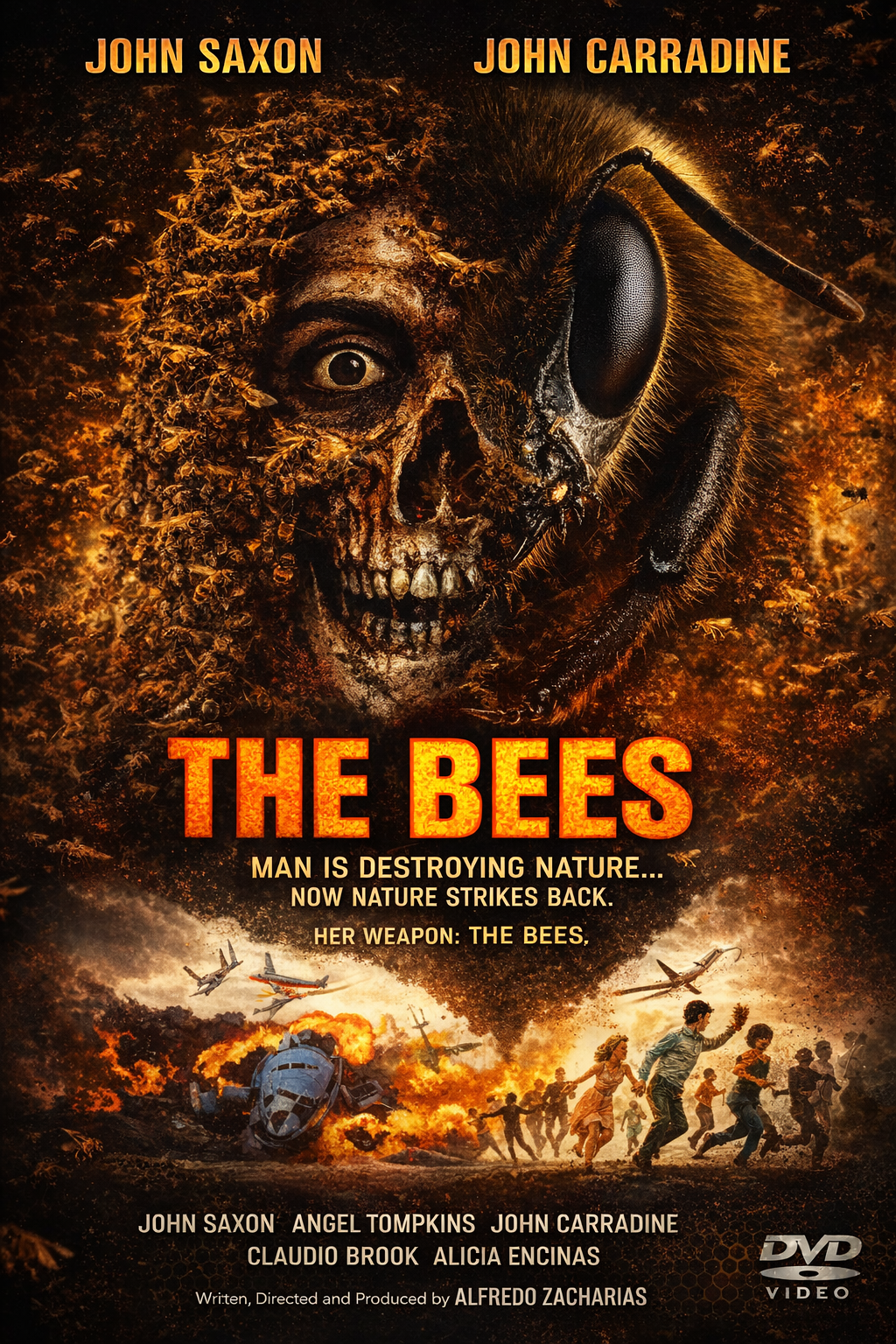 THE BEES (1978) John Saxon,John Carradine,Angel Tompkins,Claudio Brook - Public Domain DVD NO CASE