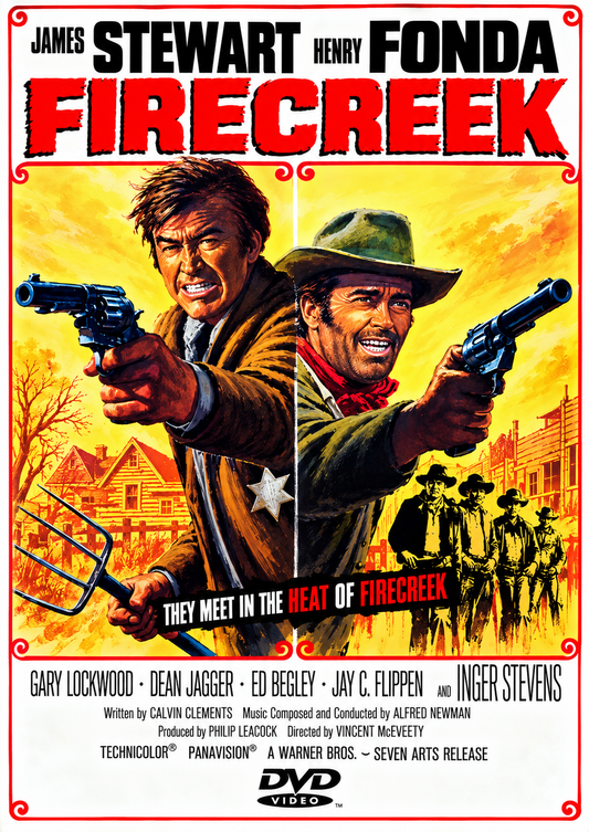 FIRECREEK (1968) James Stewart • Henry Fonda • Inger Stevens • Gary Lockwood • Dean Jagger • Ed Begley • Jay C. Flippen • Jack Elam • John Qualen - PUBLIC DOMAIN DVD ONLY NO CASE