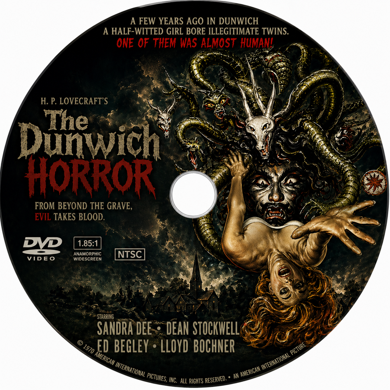 THE DUNWICH HORROR (1970) Sandra Dee,Dean Stockwell,Ed Begley - Public Domain DVD NO CASE
