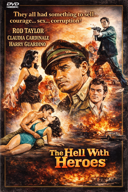THE HELL WITH HEROES (1968) Rod Taylor ,Claudia Cardinale ,Harry Guardino ,Kevin McCarthy ,Pete Duel - Public Domain Movie DVD NO CASE