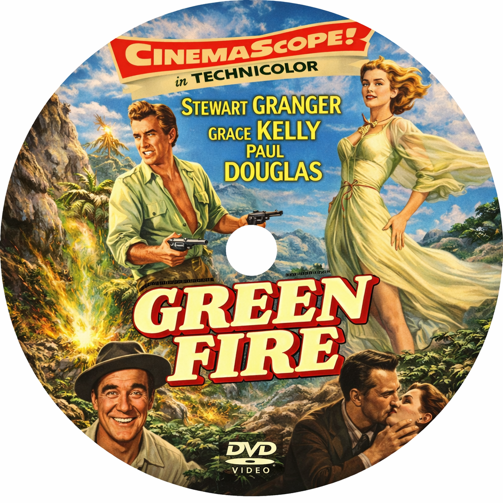 GREEN FIRE (1954) Stewart Granger ,Grace Kelly ,Paul Douglas ,John Ericson - Public Domain Movie DVD NO CASE