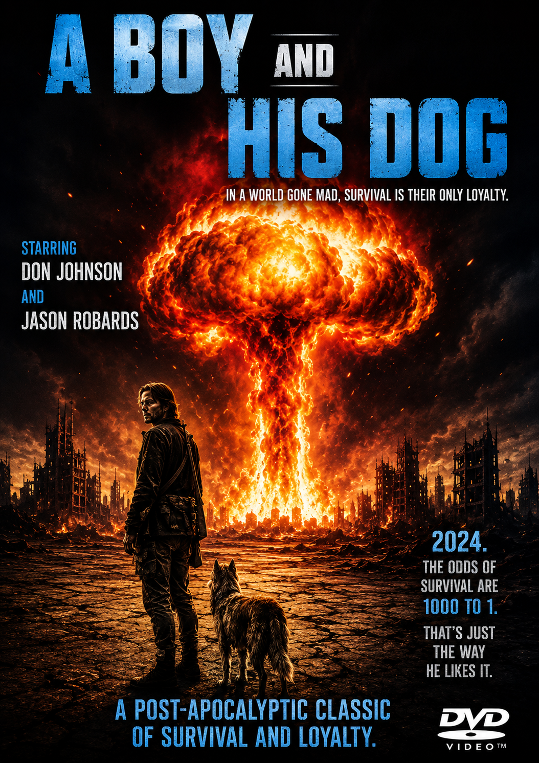 A BOY AND HIS DOG (1974)  Don Johnson, Susanne Benton, Jason Robards, Alvy Moore, Tim McIntire (voice of Blood) - Public Domain Movie DVD NO CASE