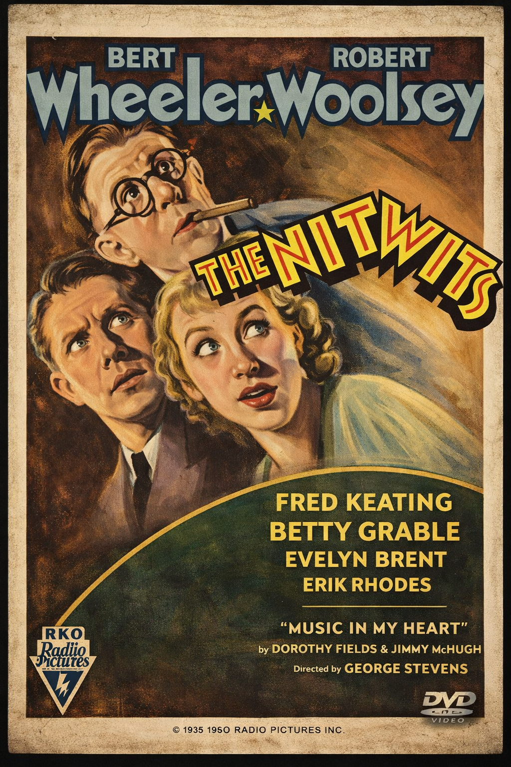 THE NITWITS (1935) Bert Wheeler, Betty Grable, Robert Woolsey - DVD - Public Domain DVD NO CASE