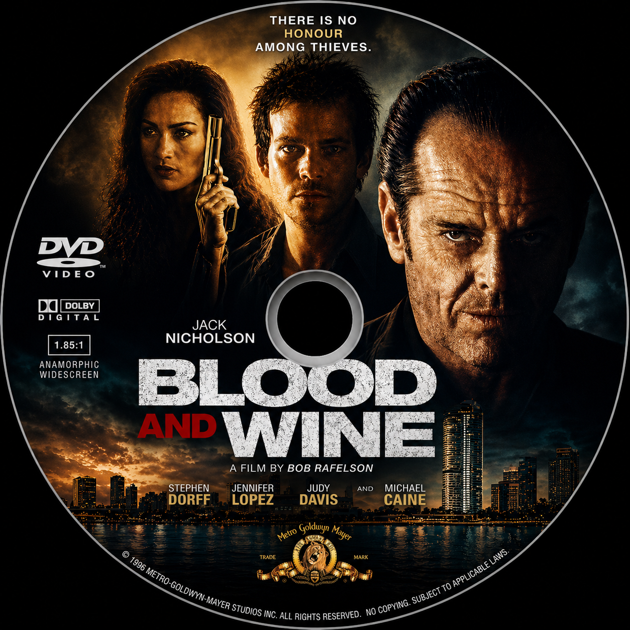 BLOOD AND WINE (1996)  Jack Nicholson, Stephen Dorff, Jennifer Lopez, Judy Davis, Michael Caine - VERY RARE DELETED TITLE ! - DVD NO CASE