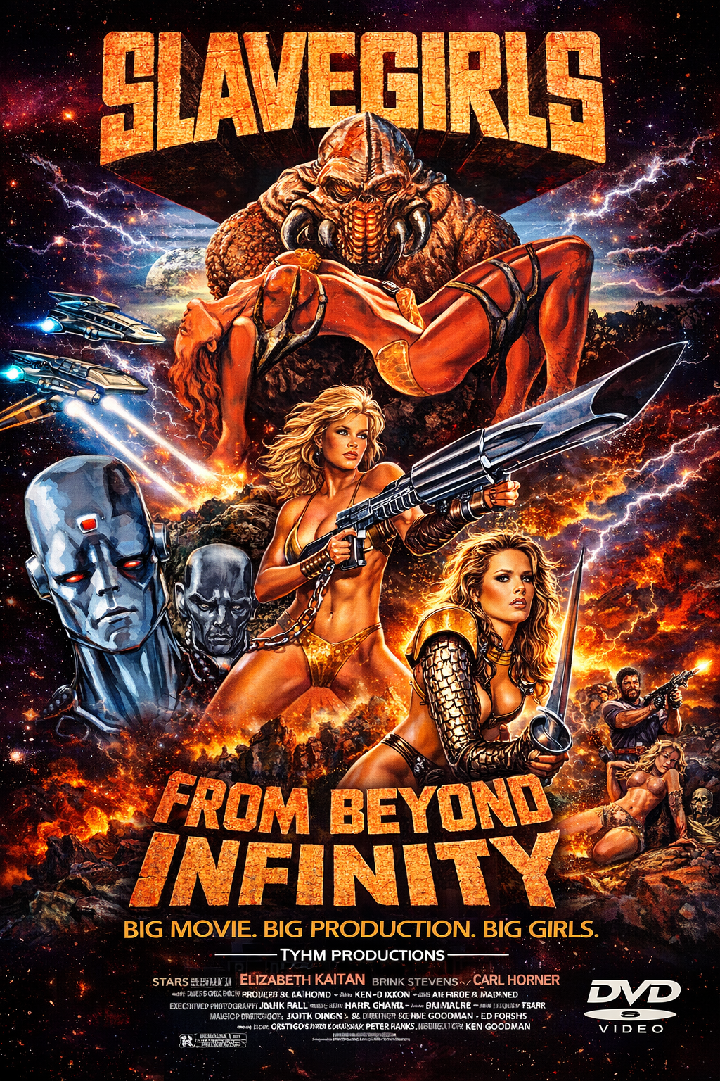 SLAVE GIRLS FROM BEYOND INFINITY (1987) Elizabeth Kaitan,Cindy Beal, Brinke Stevens, Don Scribner, Carl Horner - Public Domain Movie DVD NO CASE