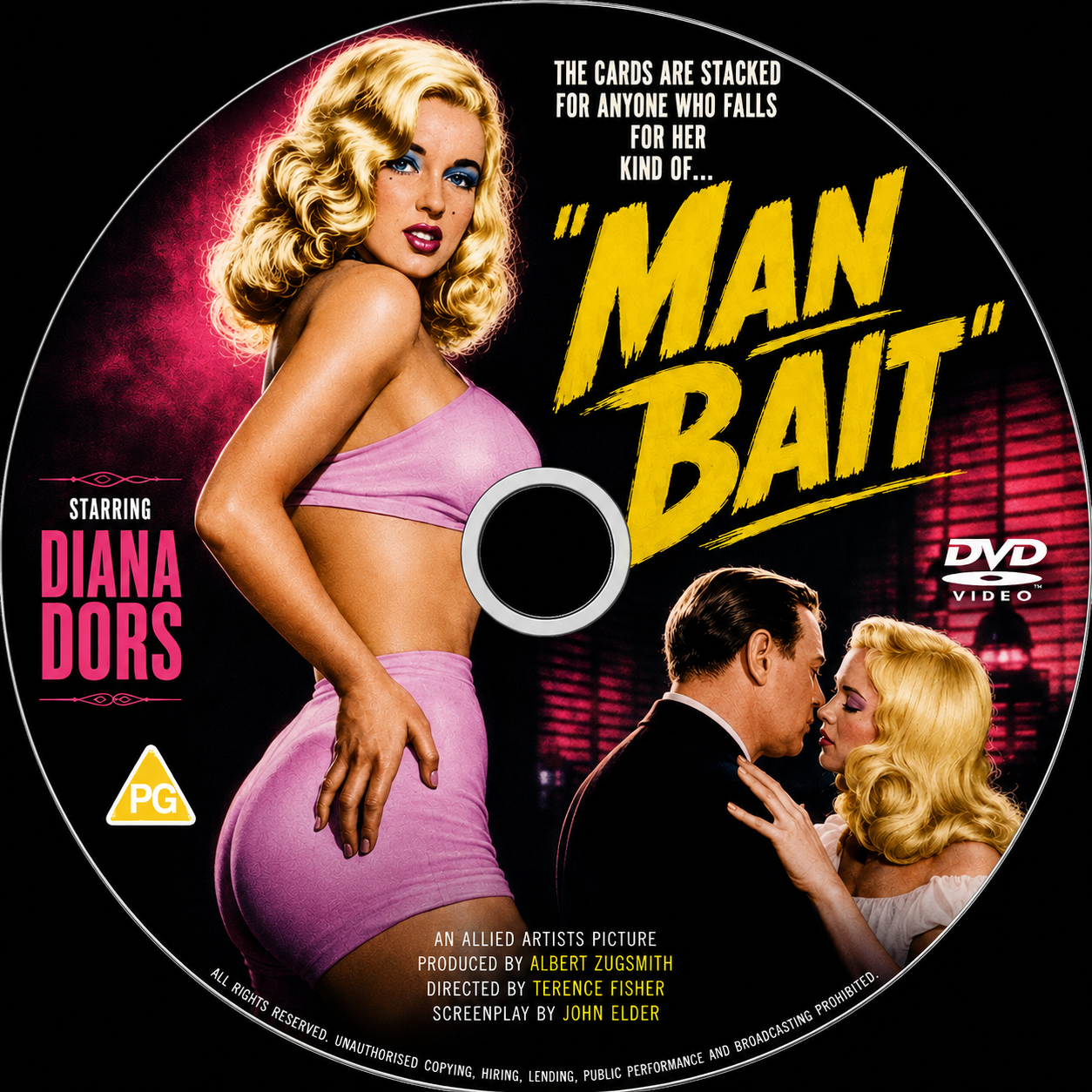 MAN BAIT (1952) George Brent, Marguerite Chapman, Diana Dors - Public Domain DVD NO CASE RARE ! (Copy)