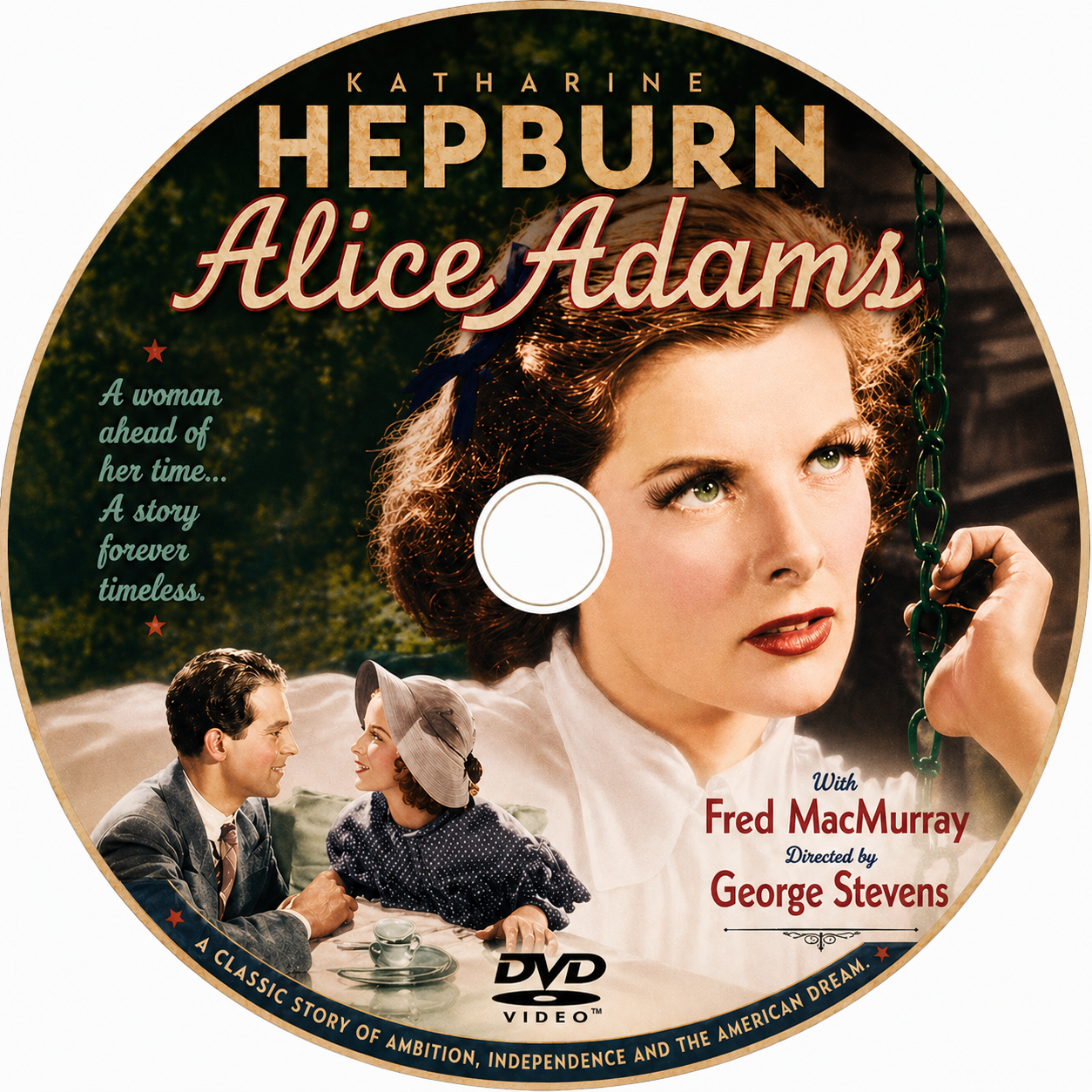 ALICE ADAMS (1958) Katharine Hepburn ,Fred MacMurray , Fred Stone ,Evelyn Venable - Public Domain Movie DVD NO CASE