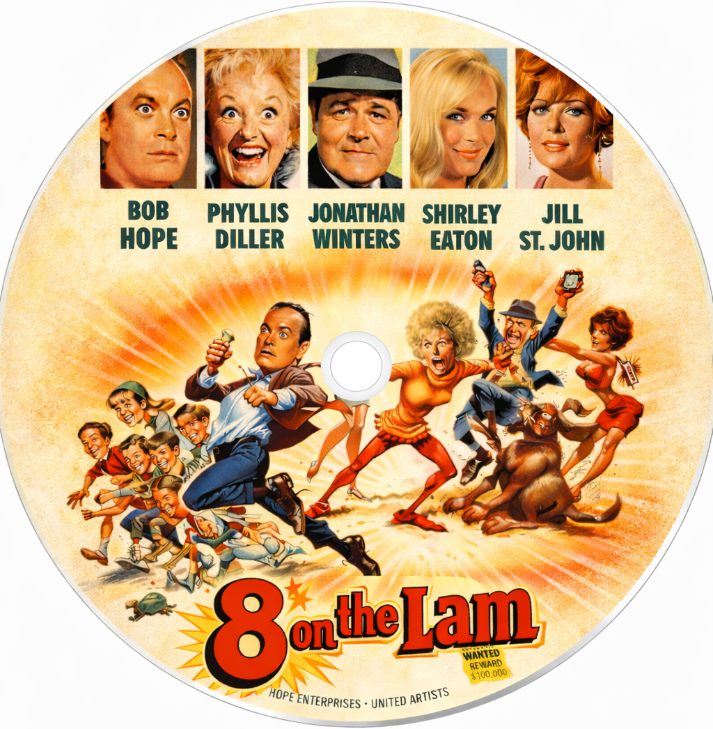 EIGHT ON THE LAM (1967) Bob Hope, Phyllis Diller -  Public Domain DVD NO CASE