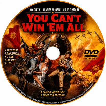 YOU CAN'T WIN 'EM ALL (1970) Tony Curtis,Charles Bronson,Michèle Mercier,Patrick Magee - Public Domain DVD NO CASE
