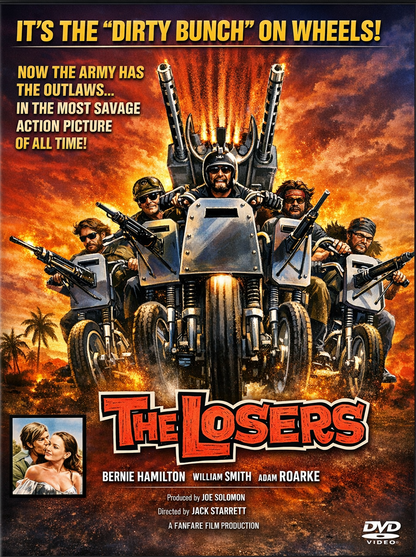 THE LOSERS (1970) William Smith, Bernie Hamilton, Adam Roarke - Public Domain DVD NO CASE