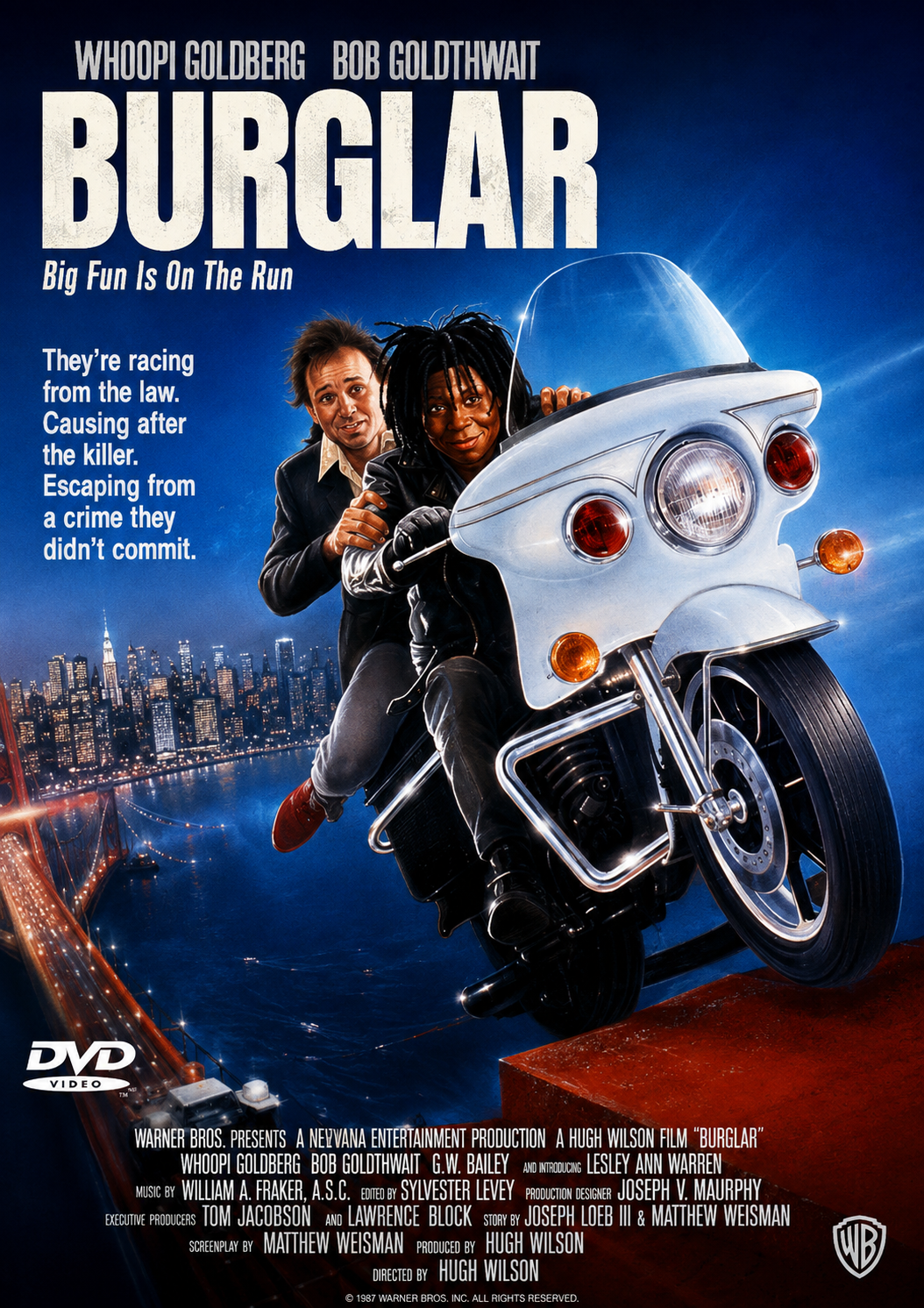 BURGLAR (1987) Whoopi Goldberg, Bobcat Goldthwait, G.W. Bailey, Lesley Ann Warren, James Hand - Public Domain Movie DVD NO CASE