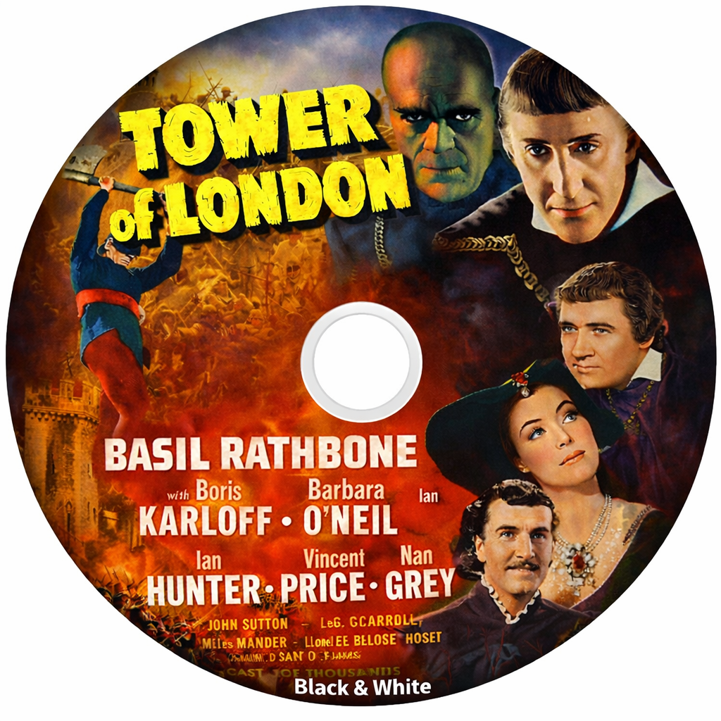 TOWER OF LONDON (1939) BASIL RATHBONE,VINCENT PRICE - Public Domain DVD NO CASE