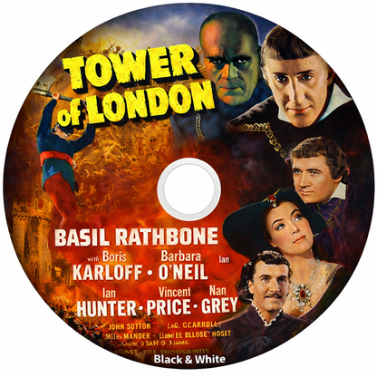 TOWER OF LONDON (1939) BASIL RATHBONE,VINCENT PRICE - Public Domain DVD NO CASE