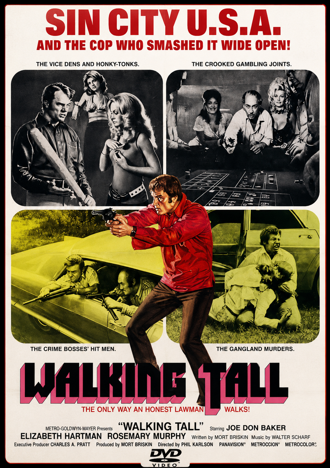 WALKING TALL (1973) Joe Don Baker, Elizabeth Hartman, Rosemary Murphy, Felton Perry, Noah Beery Jr - DVD NO CASE