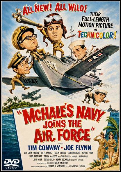 ''McHALE'S NAVY JOINS THE AIR FORCE'' (1965) Joe Flynn, Tim Conway, Bob Hastings, Ted Bessell - Public Domain Movie DVD NO CASE (Copy)