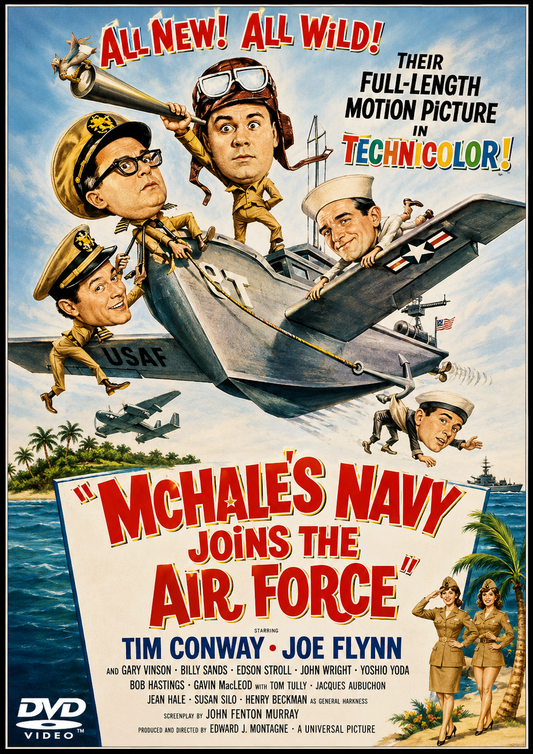 ''McHALE'S NAVY JOINS THE AIR FORCE'' (1965) Joe Flynn, Tim Conway, Bob Hastings, Ted Bessell - Public Domain Movie DVD NO CASE (Copy)