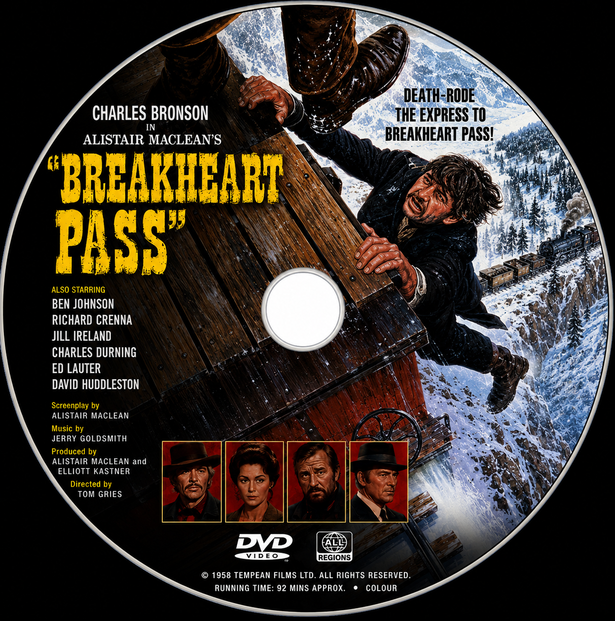 BREAKHEART PASS  (1975) Charles Bronson,Ben Johnson,Richard Crenna,Jill Ireland - Public Domain DVD NO CASE RARE !