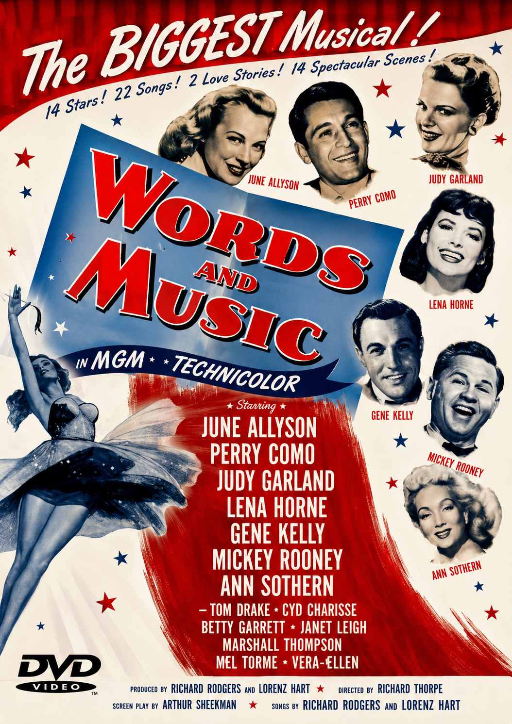 WORDS AND MUSIC (1948) Mickey Rooney • Tom Drake • Janet Leigh • Betty Garrett • Ann Sothern • Judy Garland • Gene Kelly • Lena Horne • Perry Como - Public Domain Movie DVD NO CASE