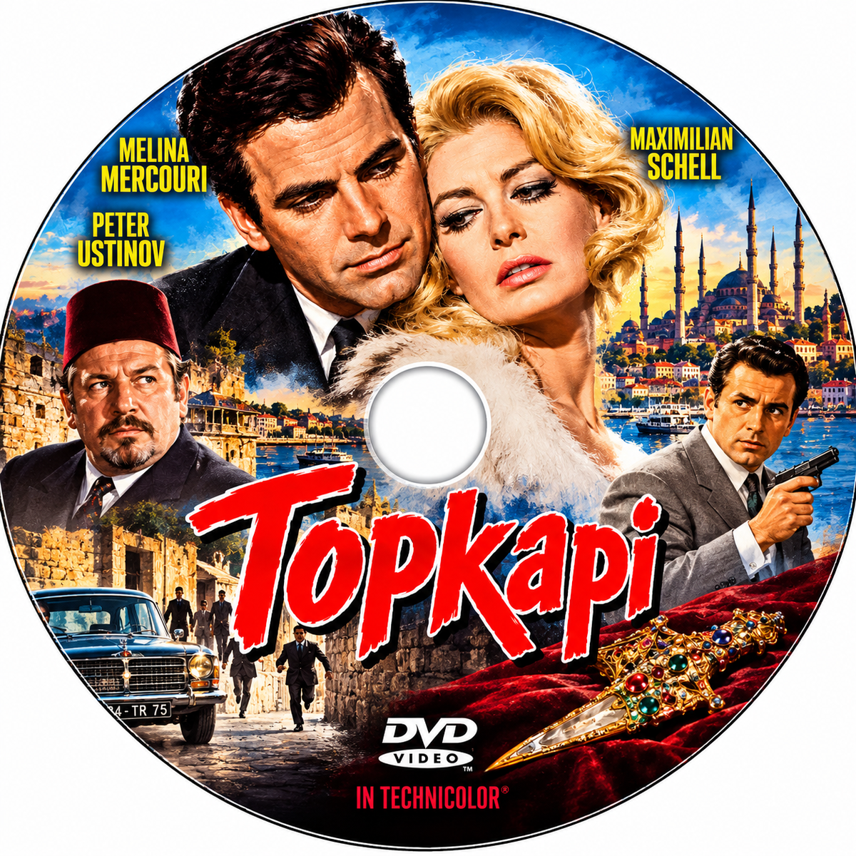 TOPKAPI (1964) Melina Mercouri, Peter Ustinov, Maximilian Schell, Robert Morley, Akim Tamiroff, Jess Hahn and Gilles Ségal  - PUBLIC DOMAIN DVD ONLY NO CASE