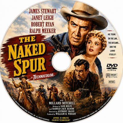 THE NAKED SPUR (1953) John Wayne, Ray Milland, Paulette Goddard, Raymond Massey, Lynne Overman, Robert Preston, Susan Hayward - DVD NO CASE