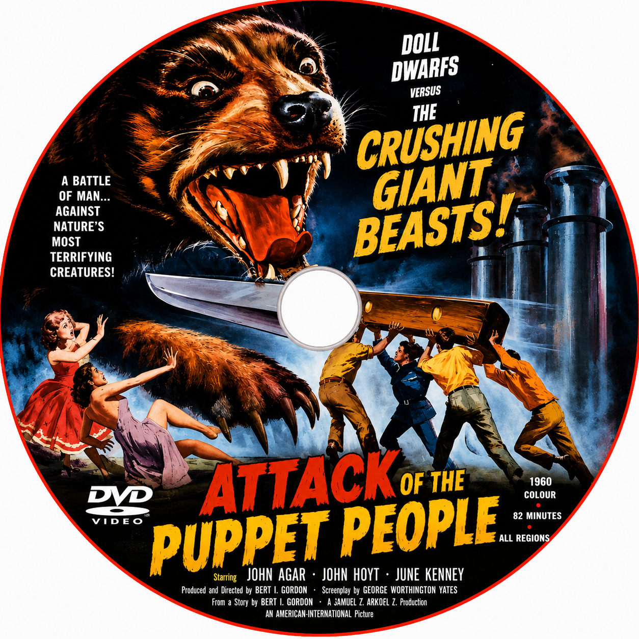 ATTACK OF THE PUPPET PEOPLE (1958) John Agar, John Hoyt, June Kenney - Public Domain Movie DVD NO CASE