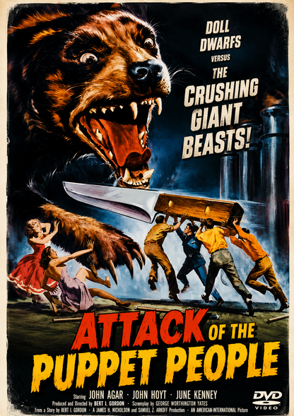 ATTACK OF THE PUPPET PEOPLE (1958) John Agar, John Hoyt, June Kenney - Public Domain Movie DVD NO CASE