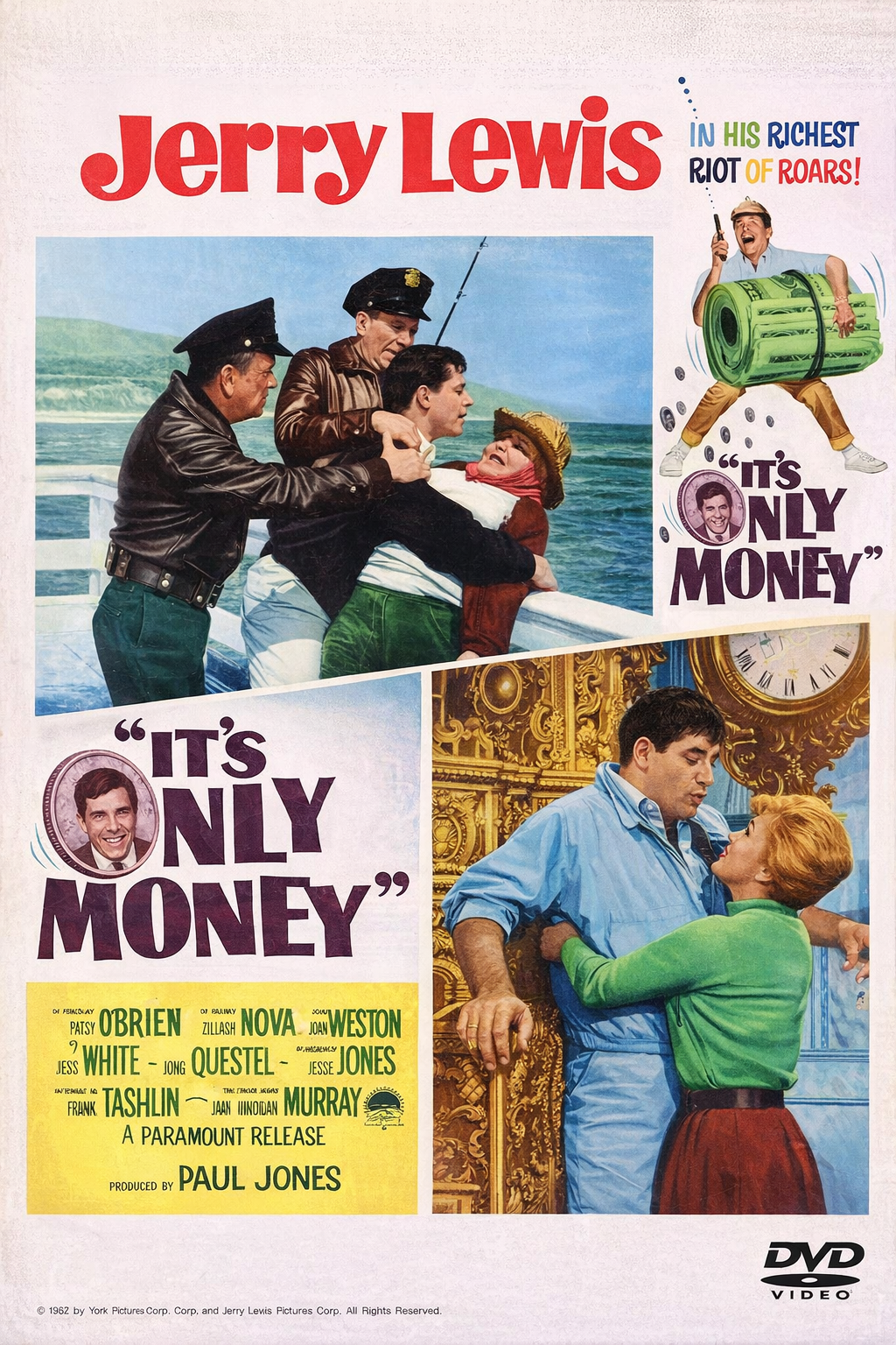IT'S ONLY MONEY (1962) Jerry Lewis ,Zachary Scott ,Joan O'Brien ,Mae Questel ,Jesse White - Public Domain Movie DVD NO CASE